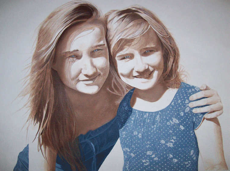 Porträttmålningar Systrar